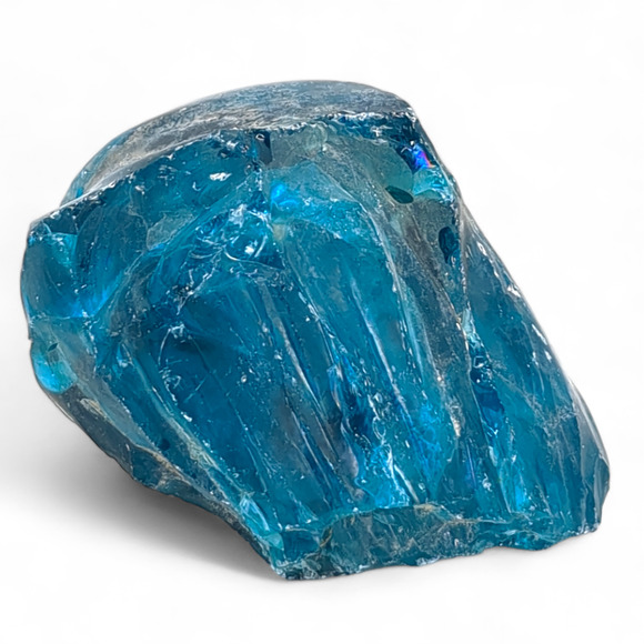 Sapphire Blue Art Glass Cullet Translucent Manganese Glowing Slag Glass #4GX81 - Picture 3 of 7